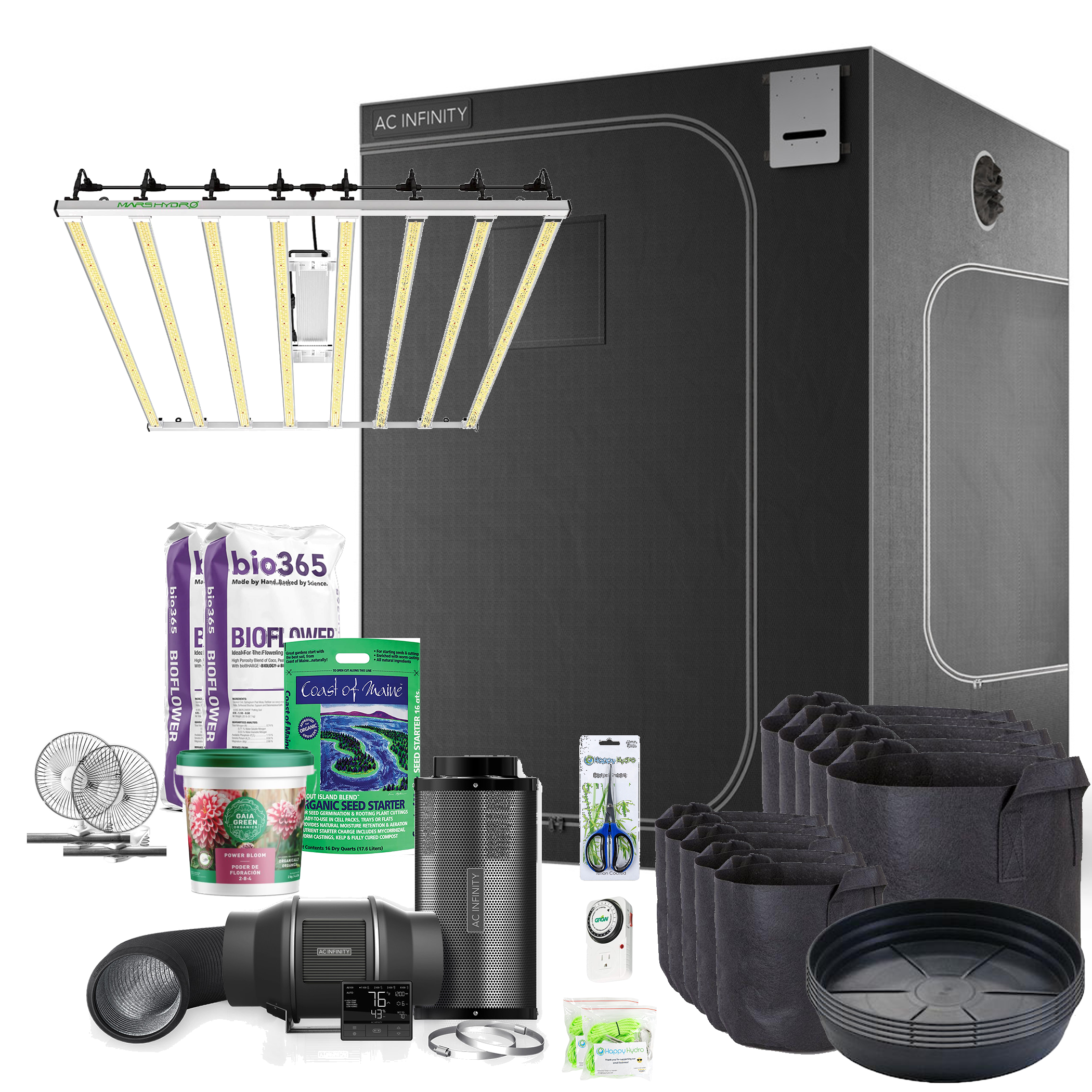 Beginner Grow Tent Kit Mars Hydro FC8000 LED 5’ x 5’