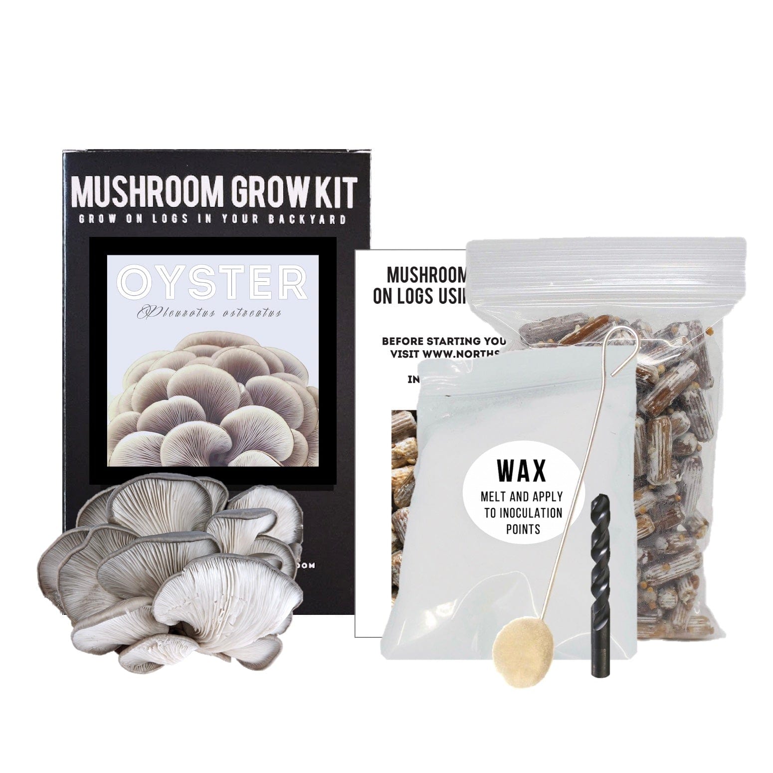 Organic Blue Oyster Mushroom Outdoor Log Growing Kit