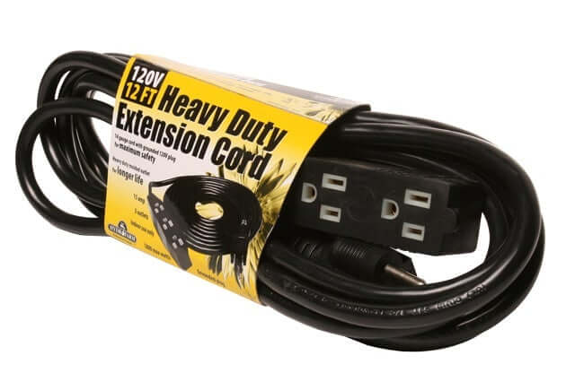 3 Outlet Power Strip / Heavy Duty Extension Cord 120V 12' - HydroFarm - Happy Hydro