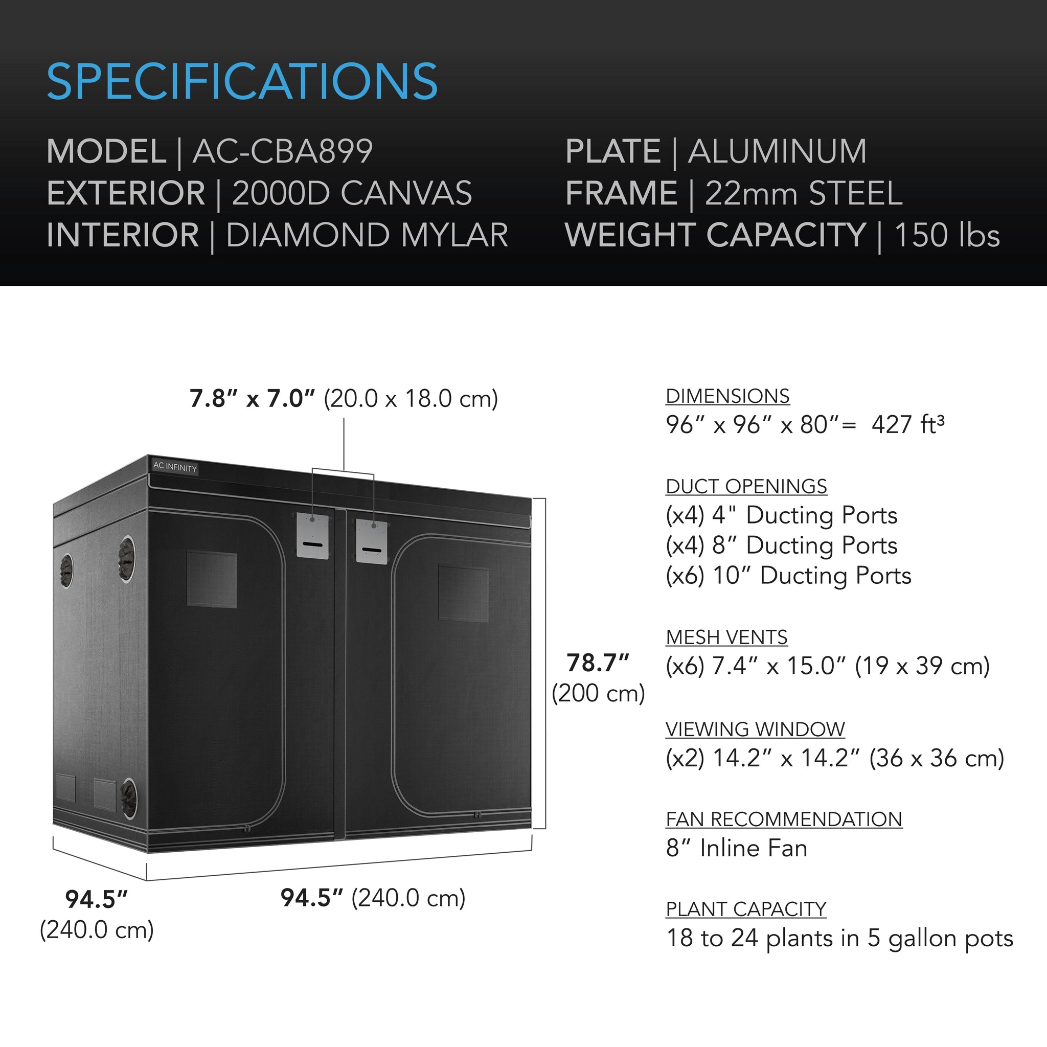 AC Infinity 8x8 Grow Tent & Ventilation Kit - AC Infinity - Happy Hydro