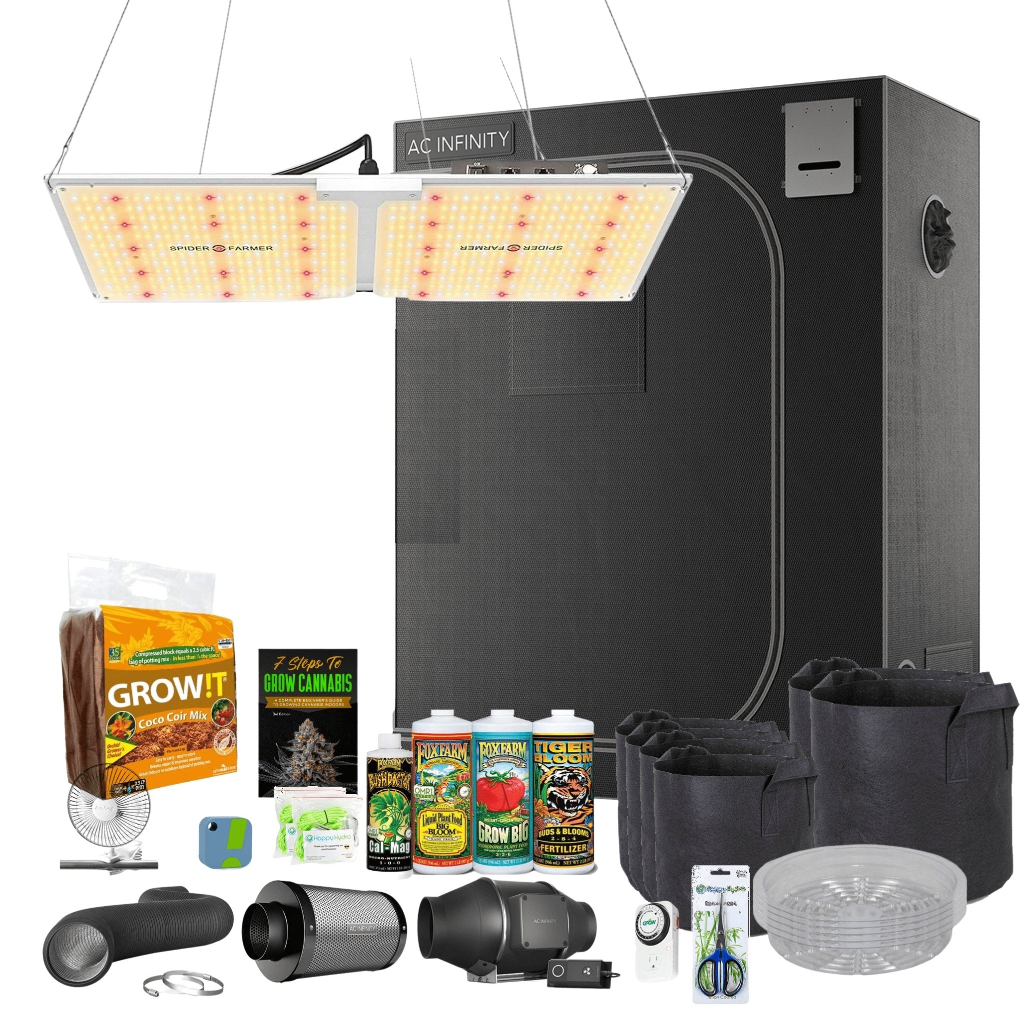 Beginner Coco Grow Tent Kit Spider Farmer LED 2’ x 3’ - Happy Hydro - Happy Hydro