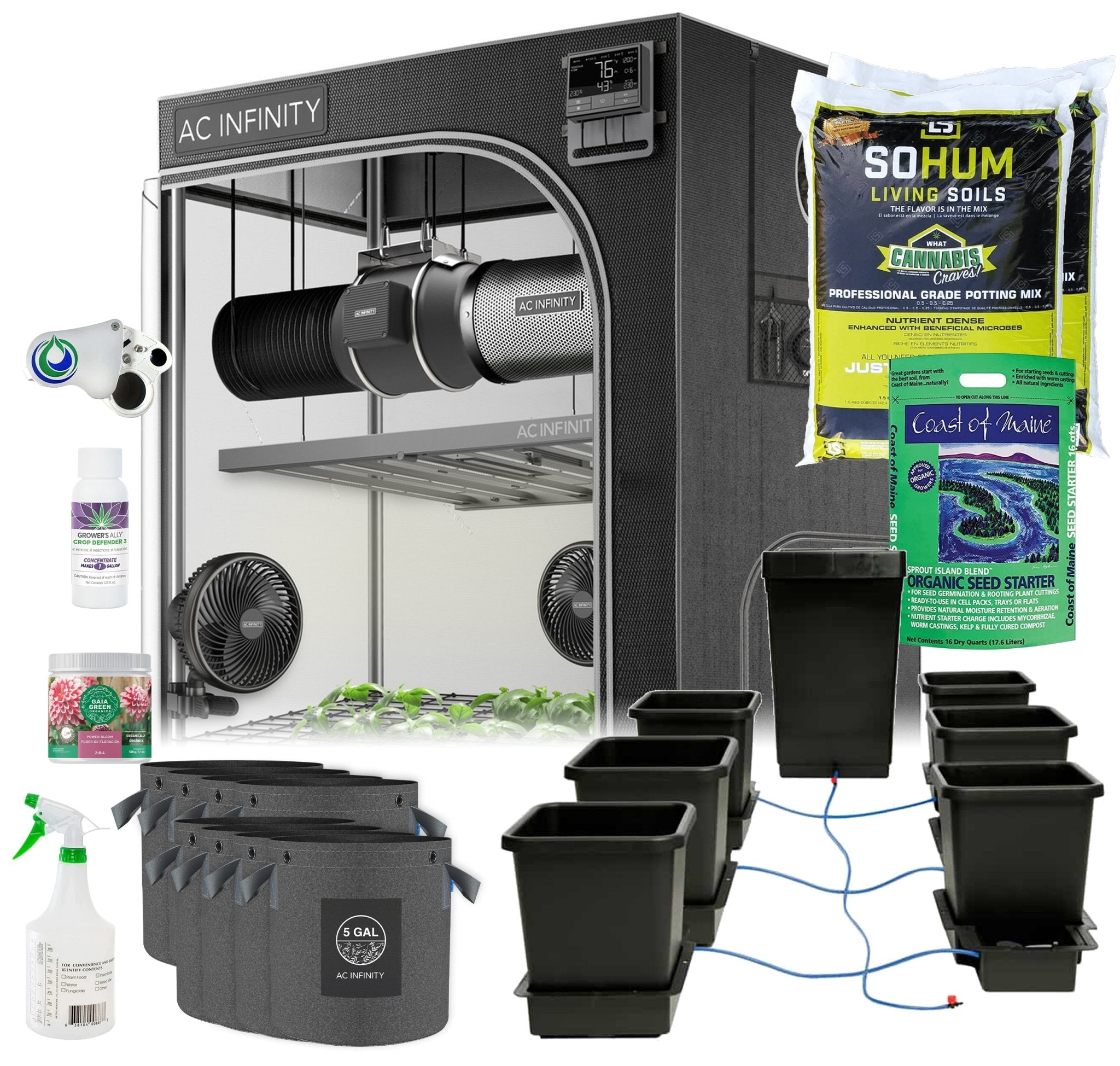 Happy Hydro Automated Grow Tent Kit 6-Plant 5’ x 5’ x 6’8